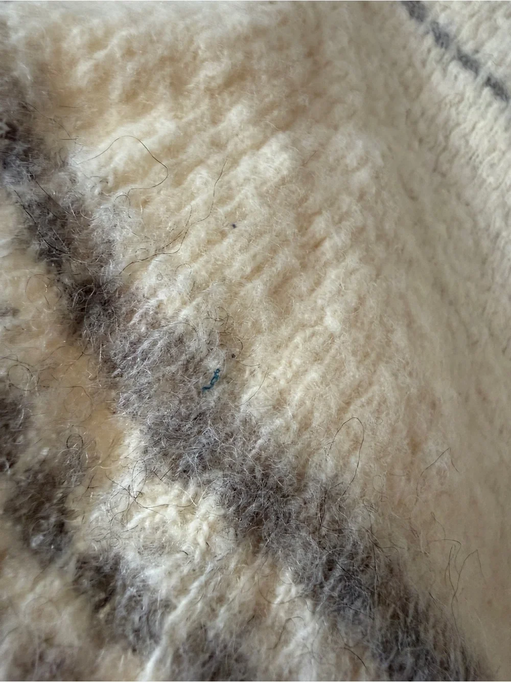 Neutral Striped Knit Shawl scarf  - Cream and Gray Alatoss Icewool